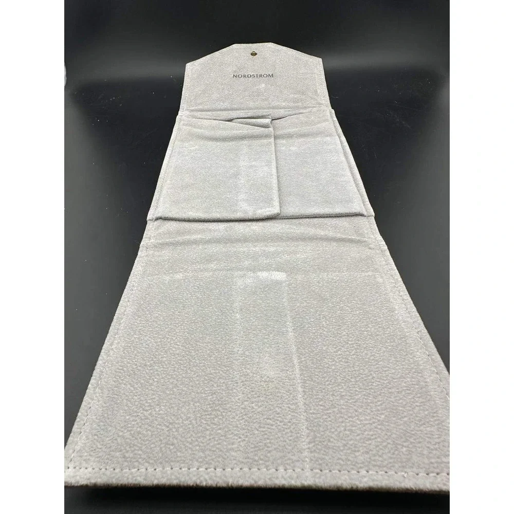 Nordstrom Grey Suede Jewelry Travel Roll Organizer Pouch with Box - 058 (73)